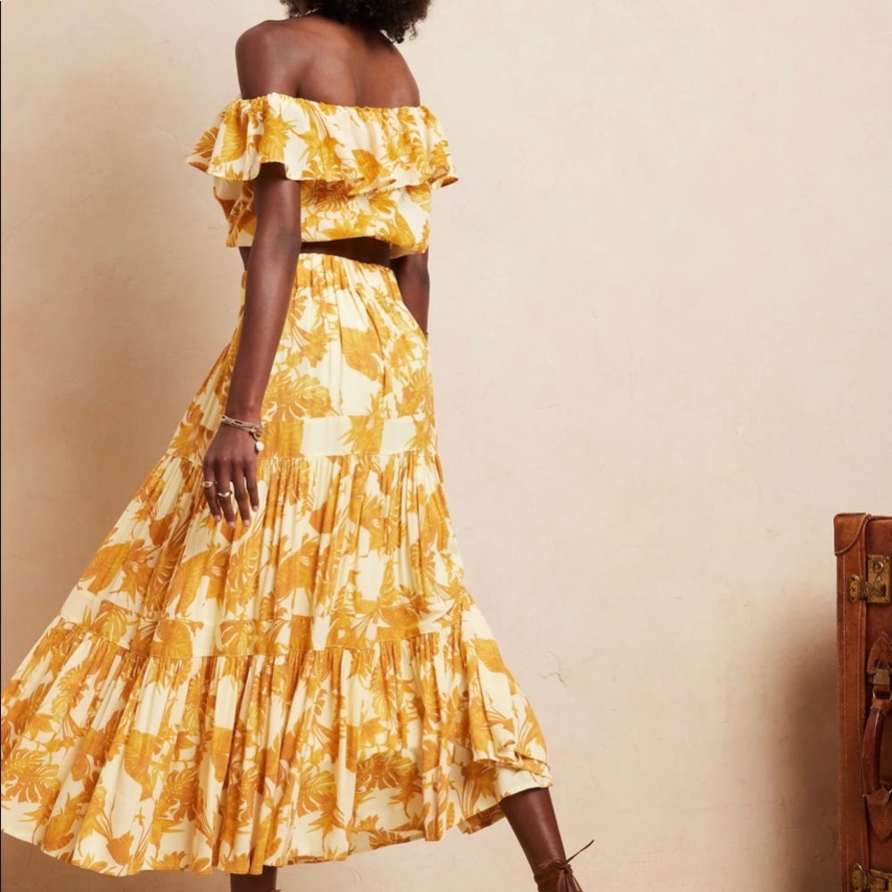 Banana Republic Factory Golden Rays Maxi skirt (XS) and crop top (S) set.